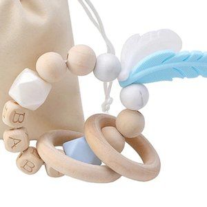 Feather Dream Catcher Baby Teething Ring, Silicone & Beech Wood, Montessori Toy